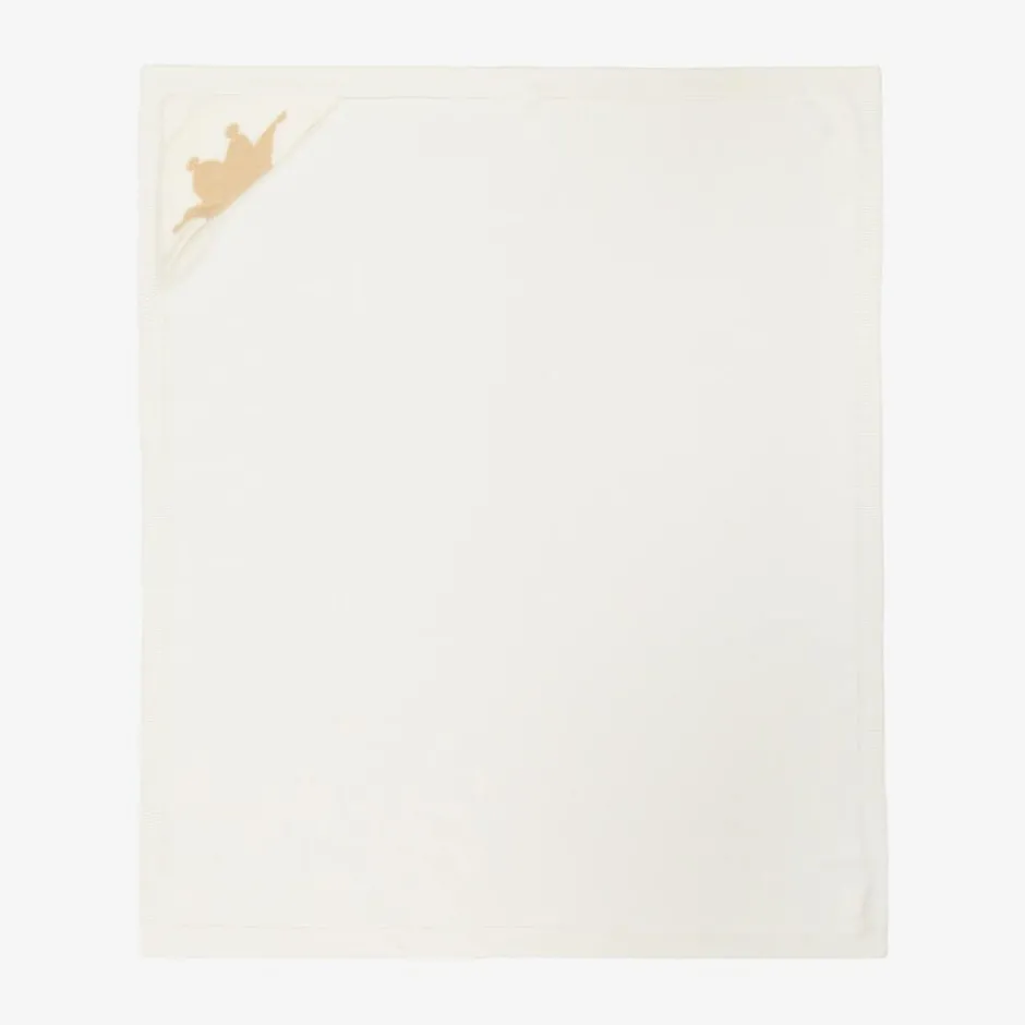 Marie-Chantal Ivory Cotton & Cashmere Hooded Blanket (95cm)