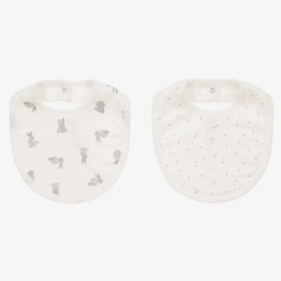 Petit Bateau Ivory Cotton Baby Bibs (2 Pack) New