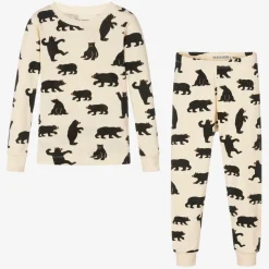 Little Blue House by Hatley Ivory Cotton Bear Long Pyjamas