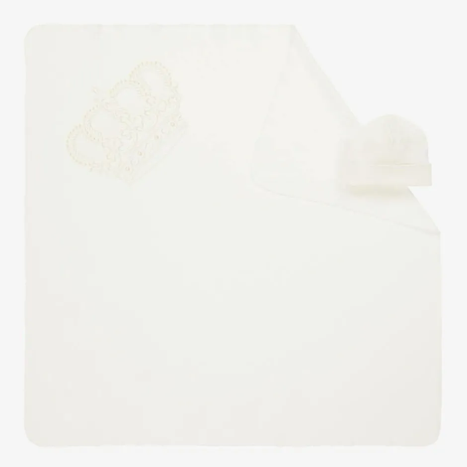 Sofija Ivory Cotton Blanket & Hat Gift Set Outlet