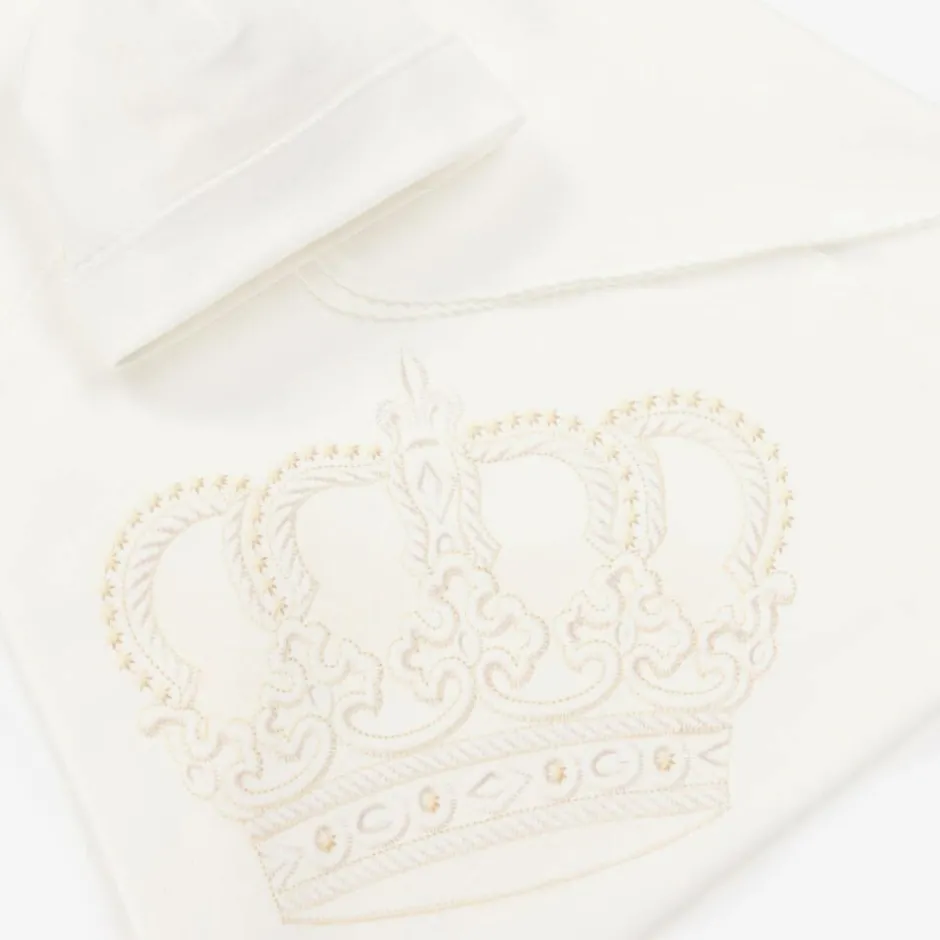 Sofija Ivory Cotton Blanket & Hat Gift Set Outlet