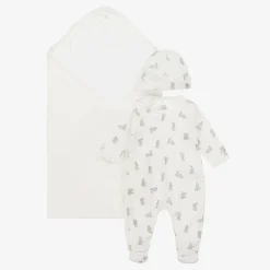 Petit Bateau Ivory Cotton Bunny Babygrow Set Outlet