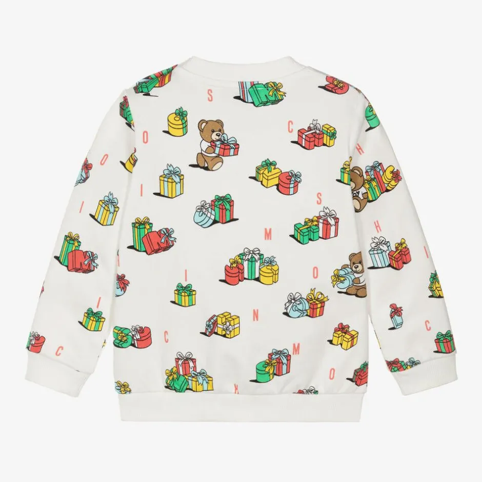 Moschino Baby Ivory Cotton Festive Gifts Sweatshirt Online