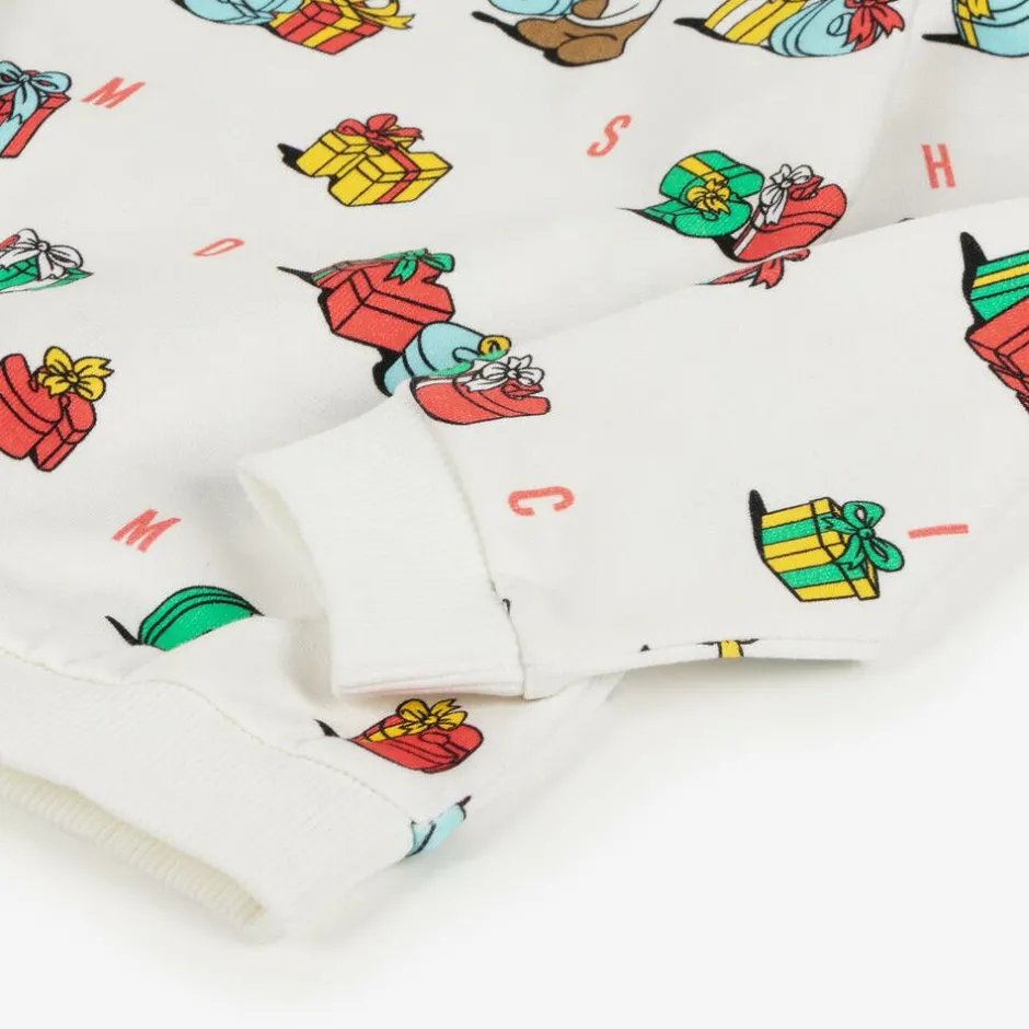 Moschino Baby Ivory Cotton Festive Gifts Sweatshirt Online
