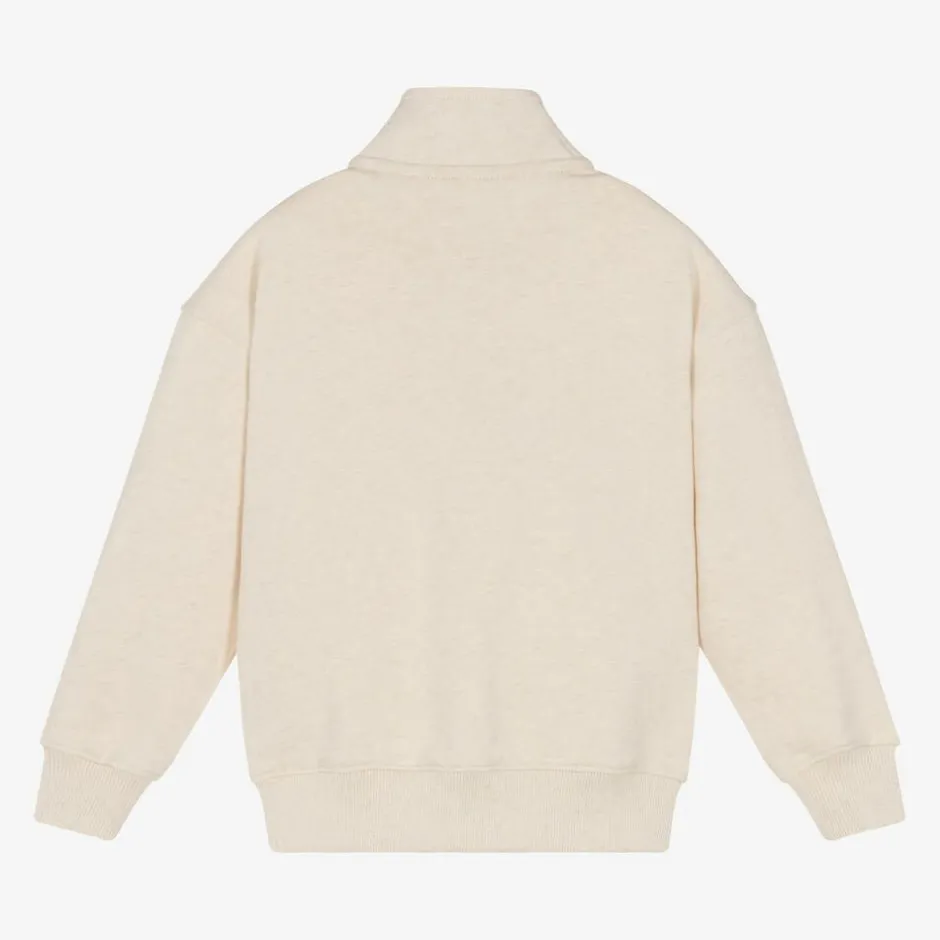 Tommy Hilfiger Ivory Cotton Half Zip Sweatshirt Hot