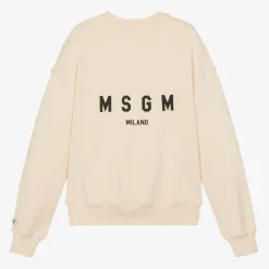 MSGM Ivory Cotton Jersey Micro Logo Sweatshirt Clearance