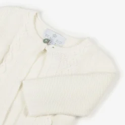 Beau KiD Ivory Cotton Knit Baby Cardigan Clearance