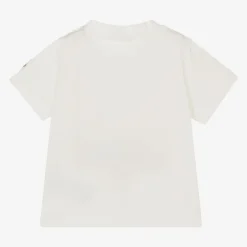 Moncler Enfant Ivory Cotton Penguin Logo T-Shirt Outlet