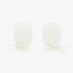 Bonpoint Ivory Cotton Scratch Mittens New