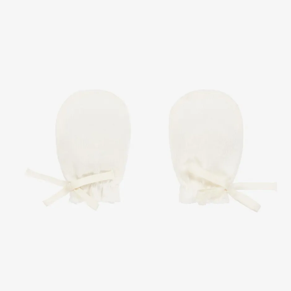 Bonpoint Ivory Cotton Scratch Mittens New