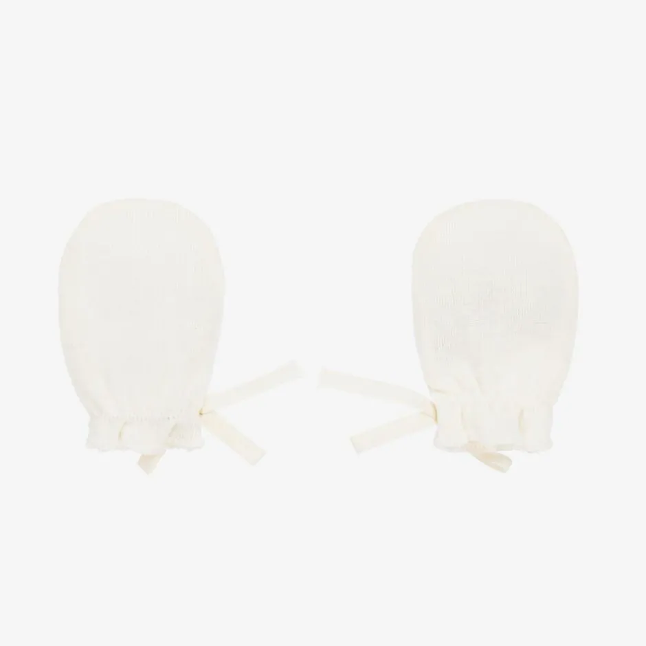 Bonpoint Ivory Cotton Scratch Mittens New
