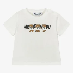 Moschino Baby Ivory Cotton Teddy Bear Baby T-Shirt Best