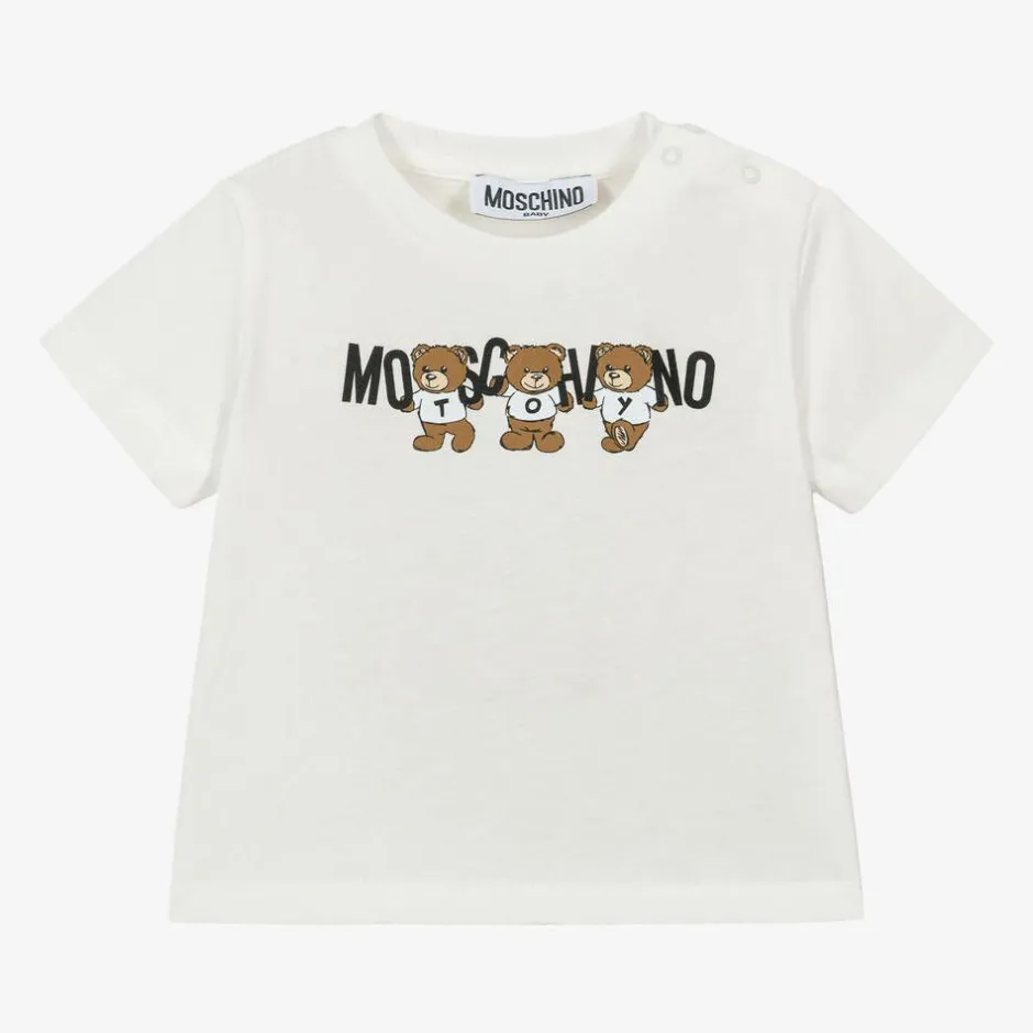 Moschino Baby Ivory Cotton Teddy Bear Baby T-Shirt Best