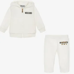 Moschino Baby Ivory Cotton Teddy Bear Logo Tracksuit Outlet