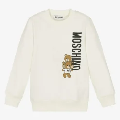 Moschino Kid-Teen Ivory Cotton Teddy Bear Sweatshirt Clearance