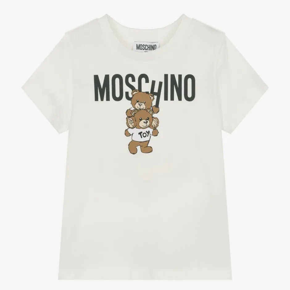 Moschino Kid-Teen Ivory Cotton Teddy Bear T-Shirt