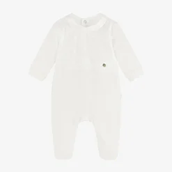 Pureté Du... Bébé Ivory Cotton Velour Babygrow New