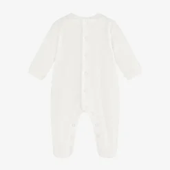 Pureté Du... Bébé Ivory Cotton Velour Babygrow New