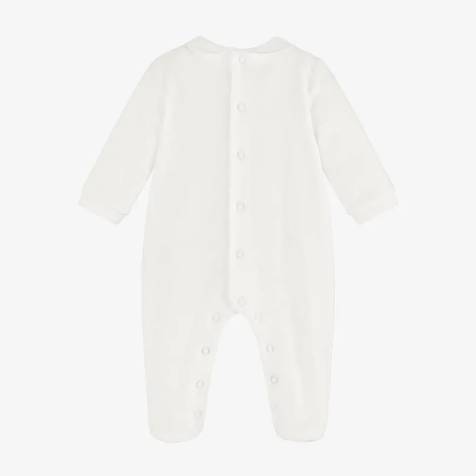 Pureté Du... Bébé Ivory Cotton Velour Babygrow New