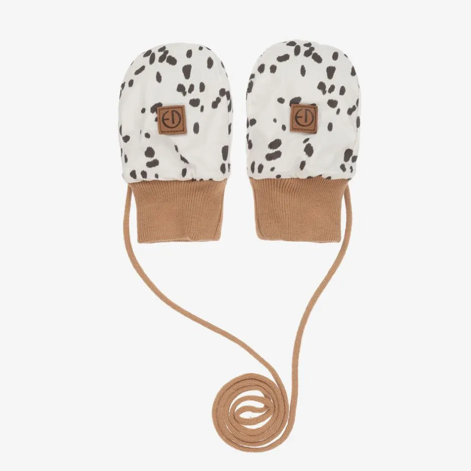 Elodie Ivory Dalmation Print Baby Mittens Hot