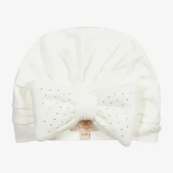 Caramelo Kids Ivory Diamanté Bow Turban Outlet