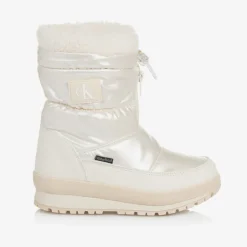 Calvin Klein Ivory Faux Leather Snow Boots Sale