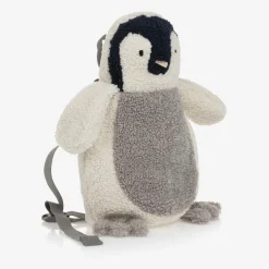 Il Gufo Ivory Fleece Penguin Backpack (30cm) Sale