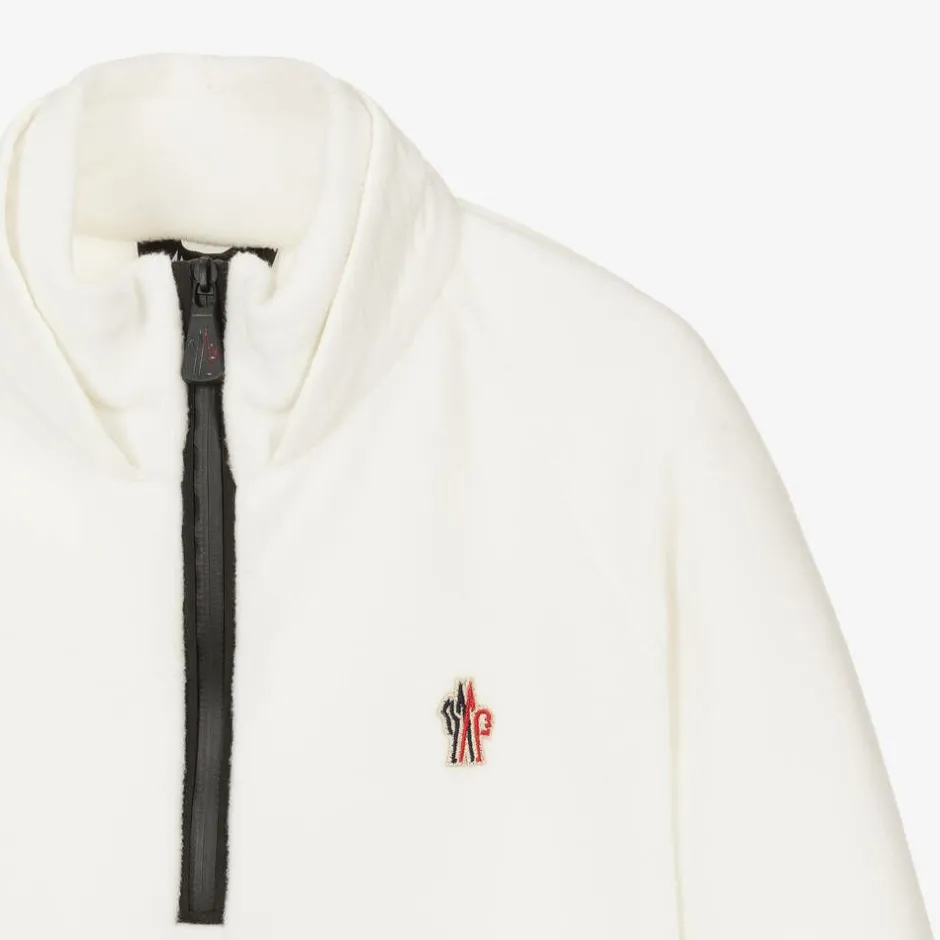 Moncler Enfant Ivory Fleece Zip-Up Top Clearance
