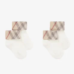 Burberry Ivory Knitted Cotton Socks (2 Pack) Best