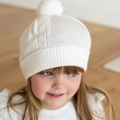 Emile et Rose Ivory Knitted Pom-Pom Hat Outlet