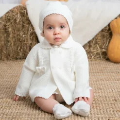 Artesanía Granlei Ivory Knitted Pram Coat & Hat Set