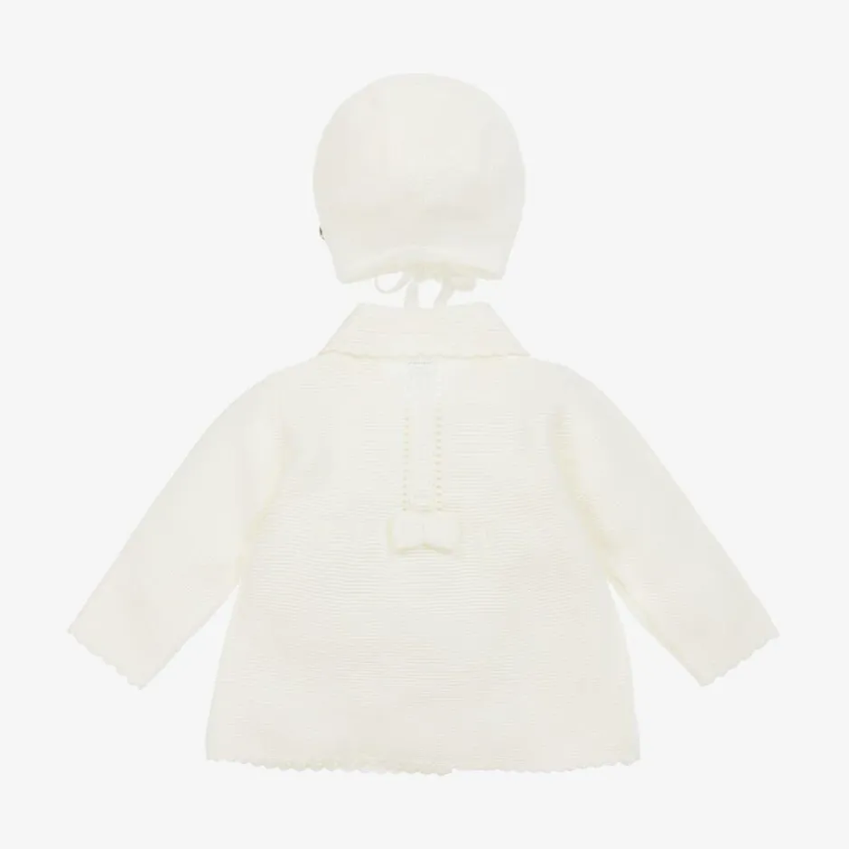 Artesanía Granlei Ivory Knitted Pram Coat & Hat Set