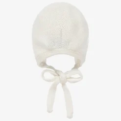 Foque Ivory Knitted Wool & Cashmere Baby Bonnet Sale