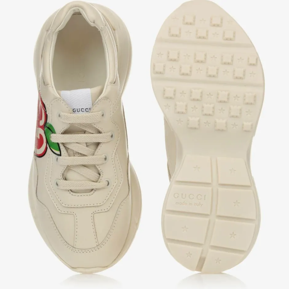 Gucci Ivory Leather Rhyton Trainers Clearance