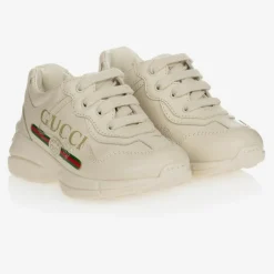 Gucci Ivory Leather Rhyton Trainers Online