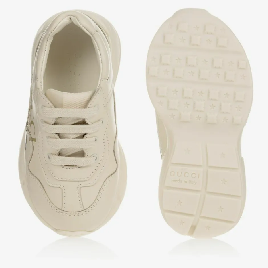 Gucci Ivory Leather Rhyton Trainers Online