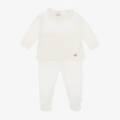 Paz Rodríguez Ivory Merino Wool Knitted 2 Piece Babygrow New