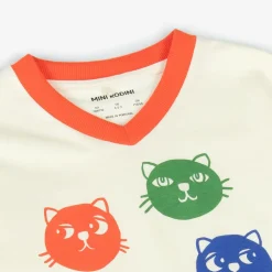 Mini Rodini Ivory Organic Cotton Cat Print T-Shirt Best