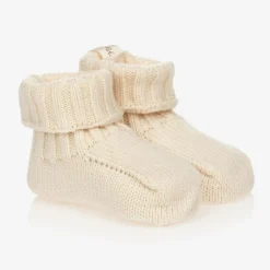 NaturaPura Ivory Organic Cotton Knit Booties Sale