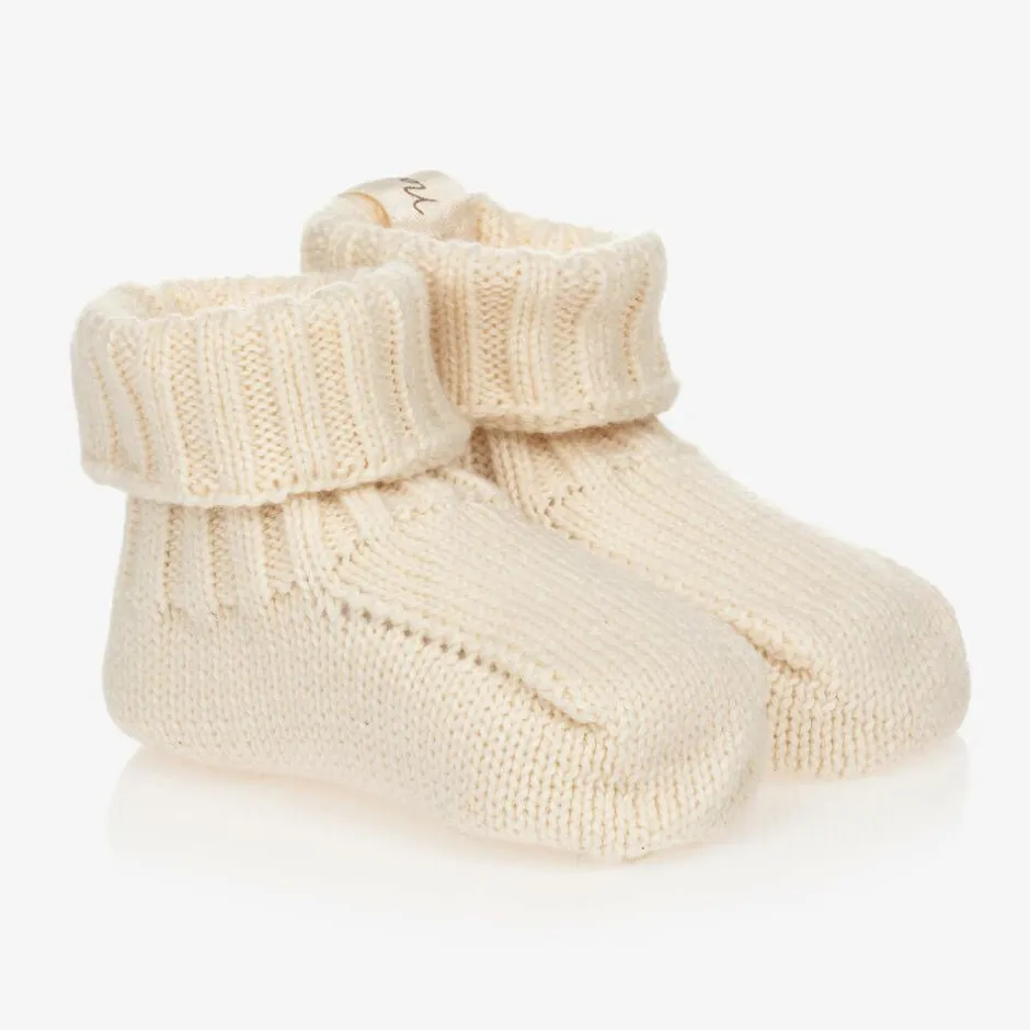 NaturaPura Ivory Organic Cotton Knit Booties Sale