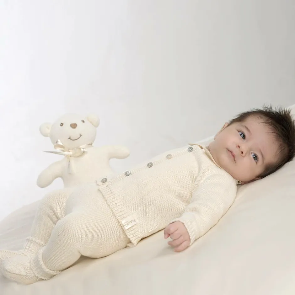 NaturaPura Ivory Organic Cotton Knit Booties Sale