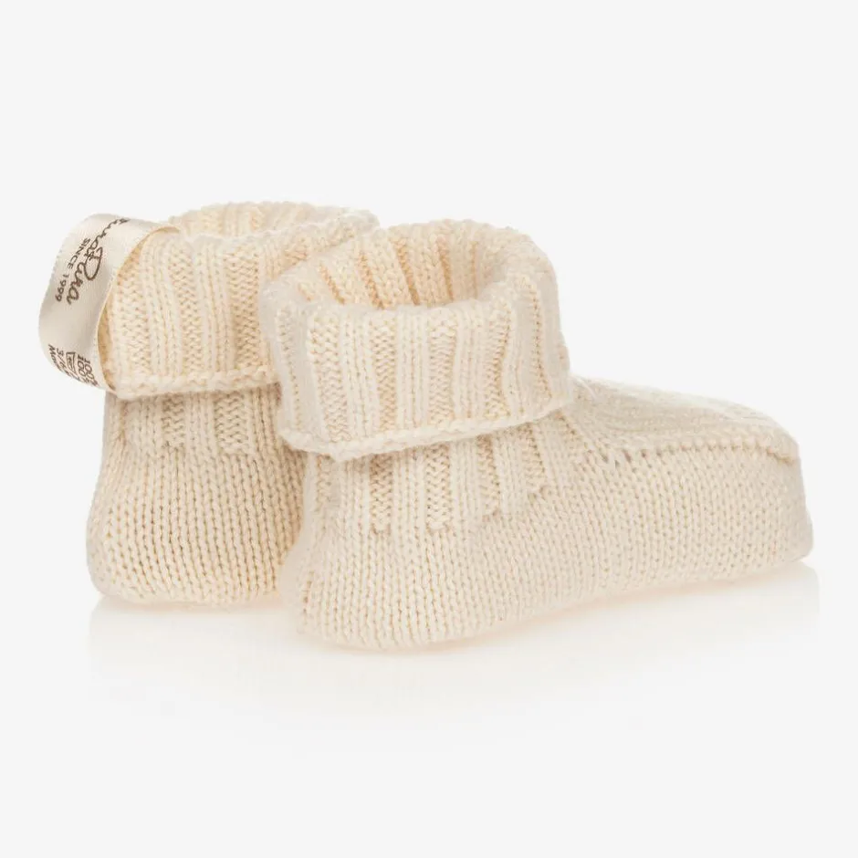 NaturaPura Ivory Organic Cotton Knit Booties Sale