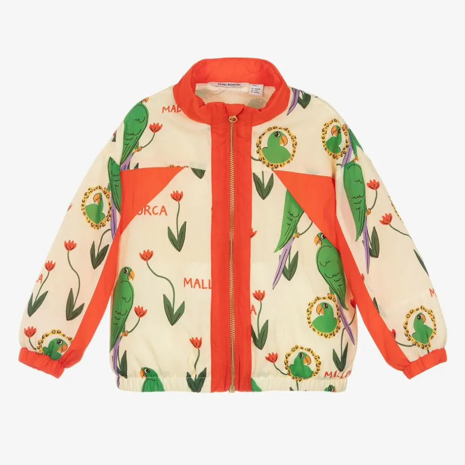 Mini Rodini Ivory Parrot Print Tracksuit Jacket Discount
