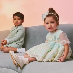 Childrens Classics Ivory Pearl Leather Shoes New