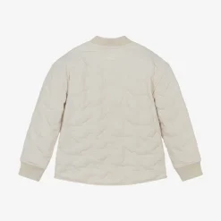 Emporio Armani Ivory Quilted Eagle Logo Jacket New