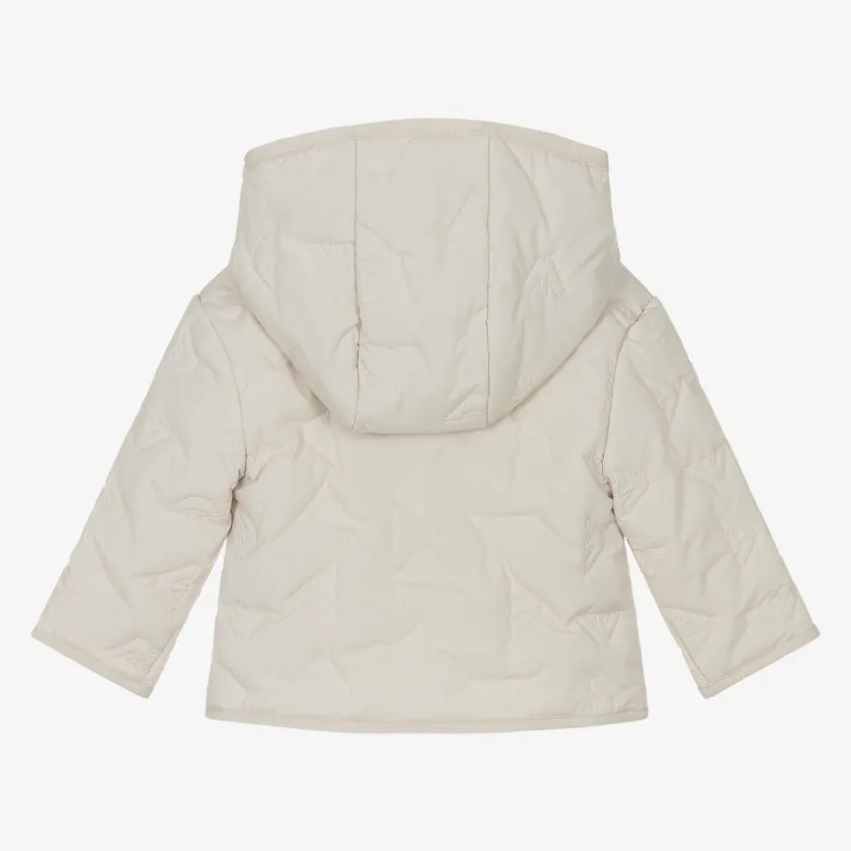 Emporio Armani Ivory Quilted Eagle Logo Baby Jacket Outlet