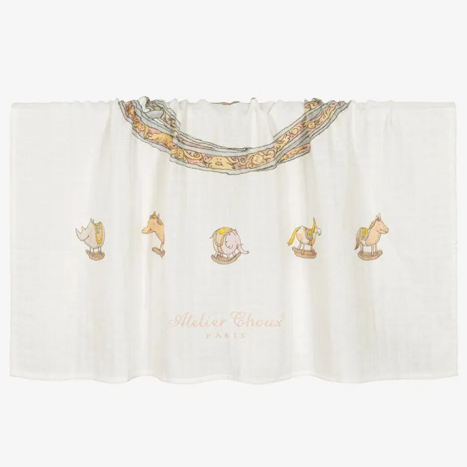 Atelier Choux Paris Ivory Rocking Horse Swaddle & Bib Set Online