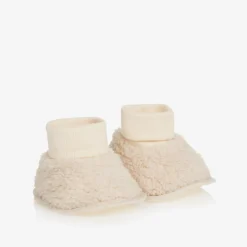 The Little Tailor Ivory Sherpa Fleece Baby Booties Outlet