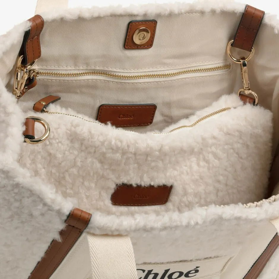Chloé Ivory Sherpa Fleece Changing Bag (41cm) New