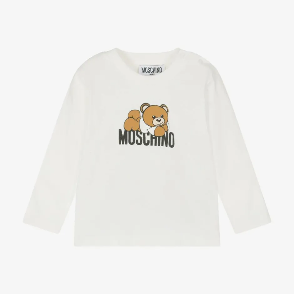 Moschino Baby Ivory Teddy Bear Cotton Top Discount